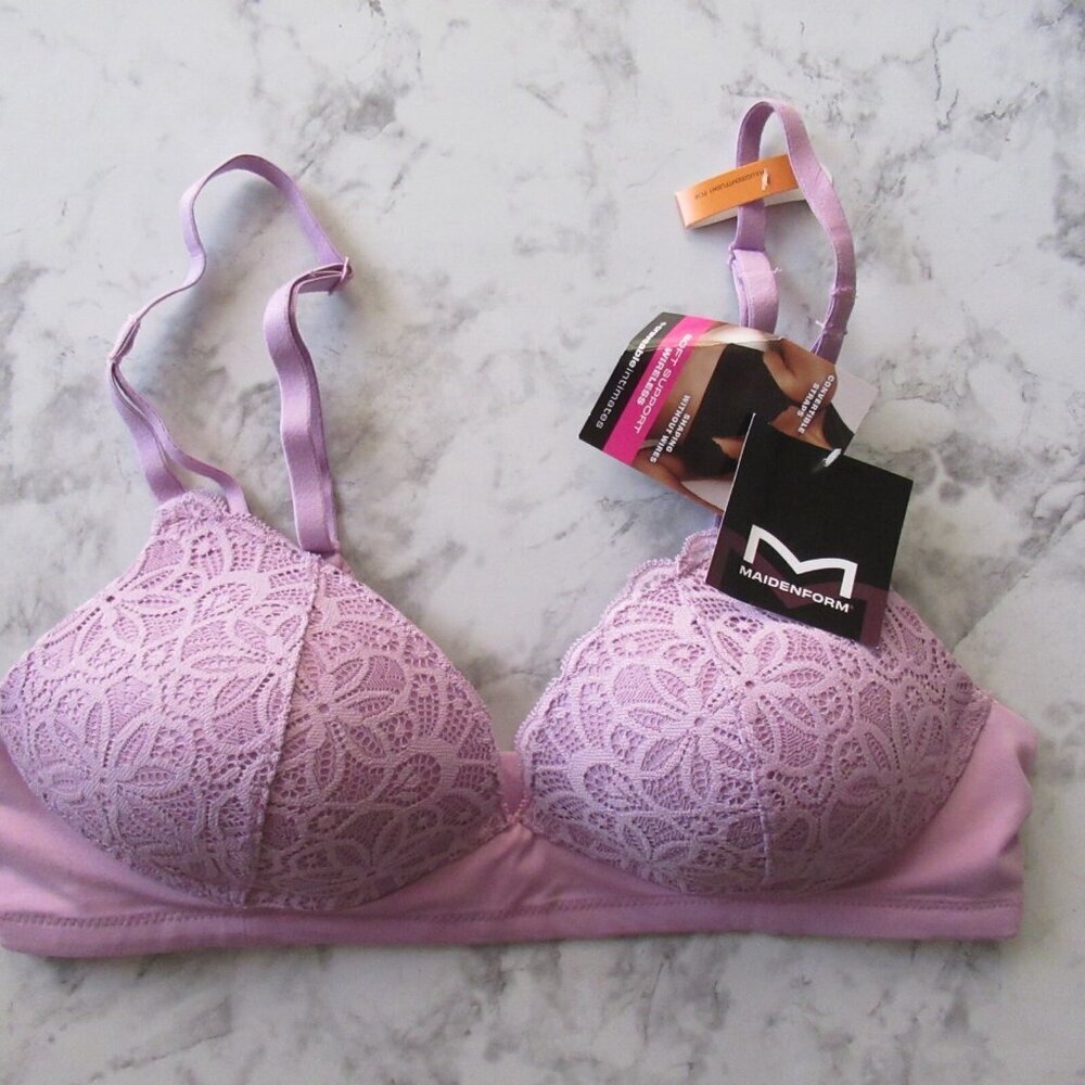 New Maidenform Bra Bralette S Pink Shaping Soft‎ Support Wirefree Convertible